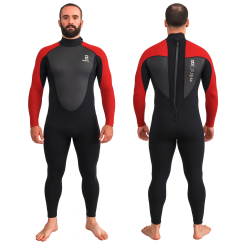 Matai Mens 3/2mm Full Wetsuit - Black/Red