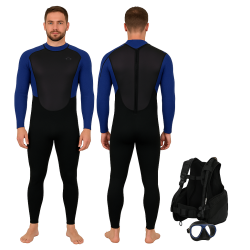 Typhoon Storm Men's 3/2 mm Neoprene Full Wetsuit - Black/Midnight Blue